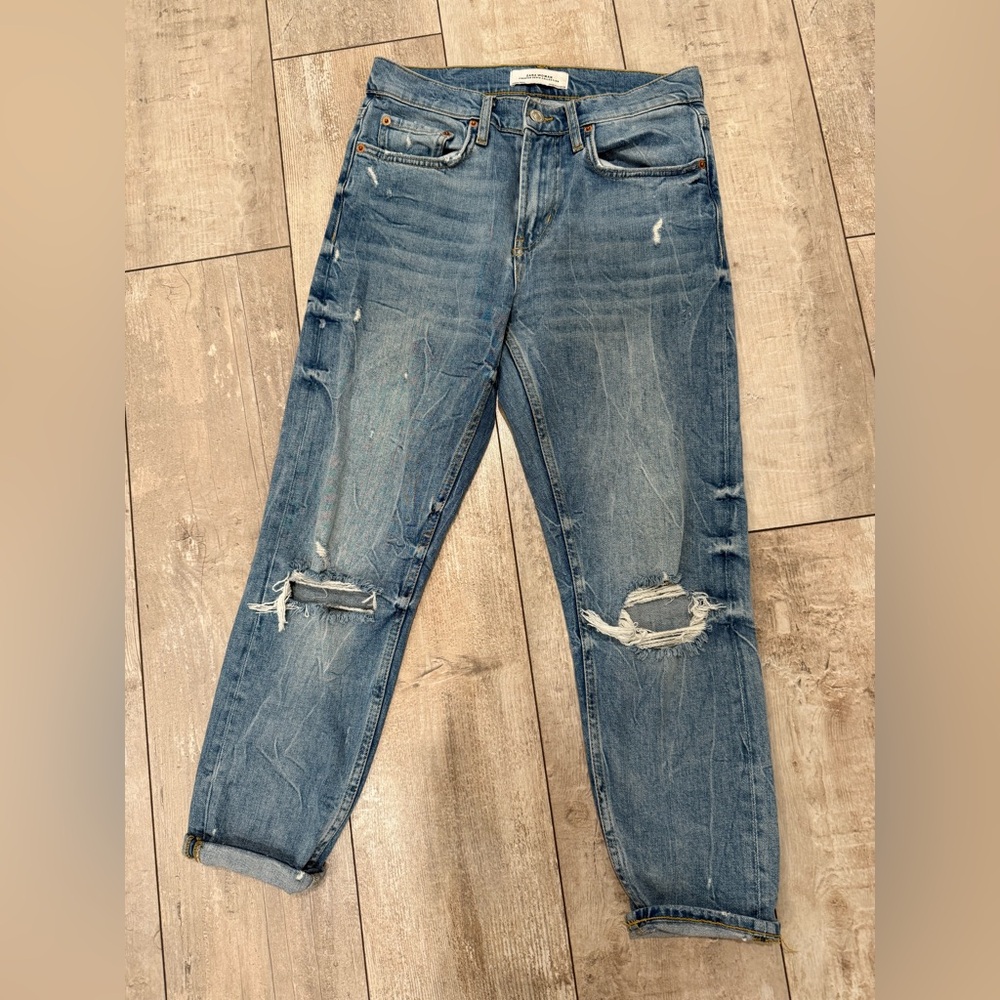 Distressed Blue Jeans